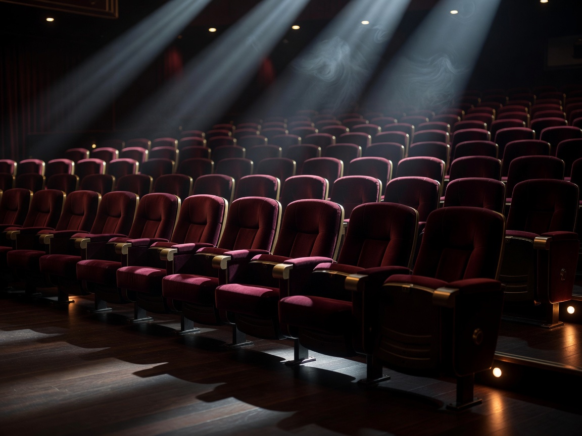 Cinematic luxury theater seating with dramatic lighting